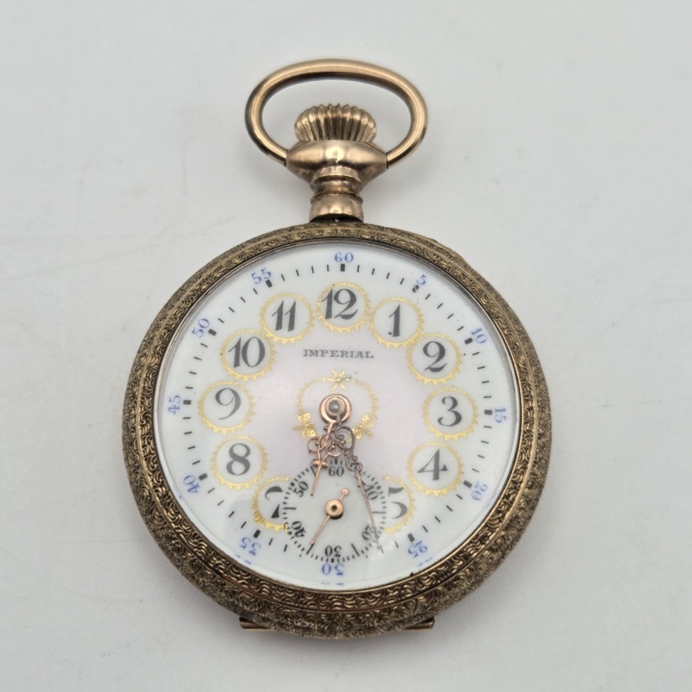Vintage Swiss Buren Imperial 7 Jewels Gold Tone 2 Adjustments Pocket Watch